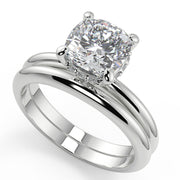 Teagan 4 Prong Crown Solitaire Cushion Cut Engagement Ring - Nivetta